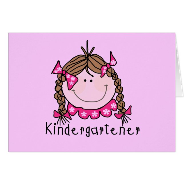 Brunette Girl Kindergarten Tshirts en Gifts (Voorkant Horizontaal)