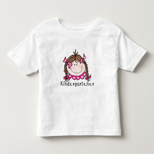 Brunette Girl Kindergartner Kinder Shirts (Voorkant)