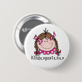Brunette Girl Kindergartner Ronde Button 5,7 Cm (Voorkant /achterkant)