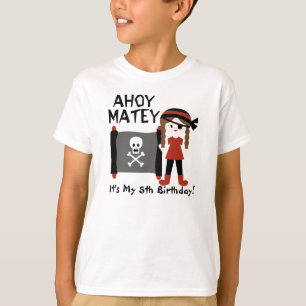 Brunette Girl Party, als een piraat aangepast shir T-shirt