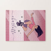 Brunette Girl Rollerblading Skater Name Legpuzzel (Horizontaal)