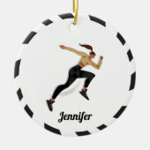 Brunette Girl Runner Cross Country & Kind Name Keramisch Ornament (Voorkant)