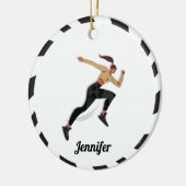 Brunette Girl Runner Cross Country & Kind Name Keramisch Ornament (Links)