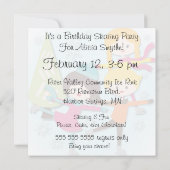 Brunette Girl Skating Birthday Invitation Kaart (Achterkant)