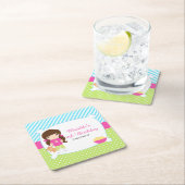 Brunette Girl Slumber Party Kartonnen Onderzetters (Insitu)