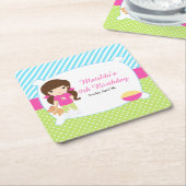 Brunette Girl Slumber Party Kartonnen Onderzetters (Schuin)