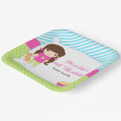 Brunette Girl Slumber Party Papieren Bordje (Gebogen)