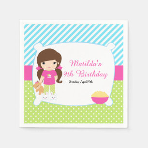 Brunette Girl Slumber Party Servet