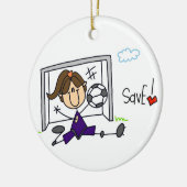 Brunette Girl Soccer Goal Keeper Ornament (Links)