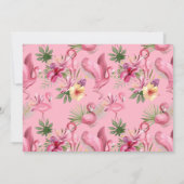 Brunette Girl Tropical Pink Flamingo Birthday Kaart (Achterkant)