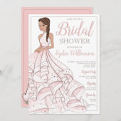 Brunette Glitter Glam Bride Vrijgezellenfeest Kaart (Voorkant / Achterkant)