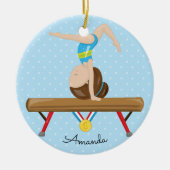 Brunette Gymnast Gymnastics kerstversiering Keramisch Ornament (Voorkant)