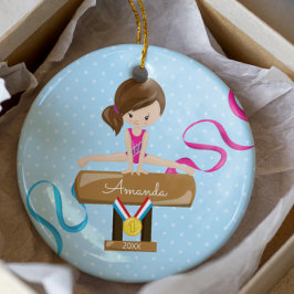 Brunette Gymnast Gymnastiek Kerst Ornament