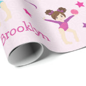 Brunette Gymnastics Birthday Wrapping Paper Cadeaupapier (Rol Hoek)