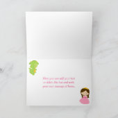 Brunette haar prinses en draak  kaart (Binnen)