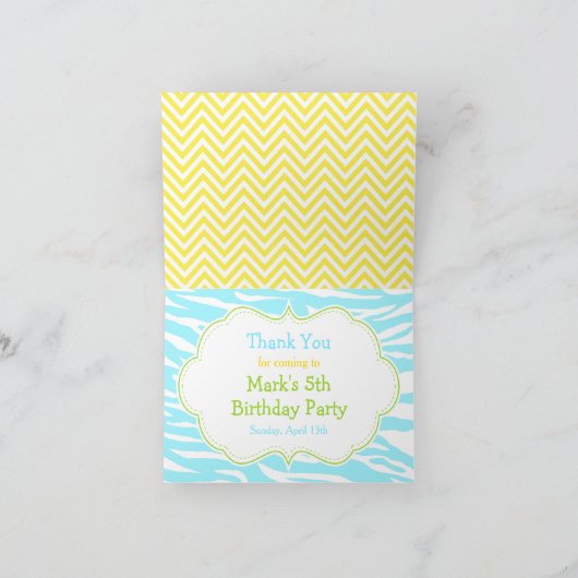 Brunette Hair Boy Pool Party Bash Bedankkaart (Binnen)