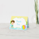 Brunette Hair Boy Pool Party Bash Bedankkaart (Voorkant)