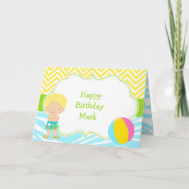 Brunette Hair Boy Pool Party Bash Kaart