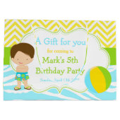 Brunette Hair Boy Pool Party Basparty Bedankt Groot Cadeauzakje (Achterkant)