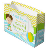 Brunette Hair Boy Pool Party Basparty Bedankt Groot Cadeauzakje (Achterkant Gekanteld)