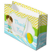 Brunette Hair Boy Pool Party Basparty Bedankt Groot Cadeauzakje (Voorkant Gekanteld)