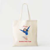 Brunette Hair Cheerleader in Blue and White Tote Bag (Voorkant)