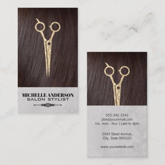Brunette Hair | Haarsalonschaar Visitekaartje (Voorkant / Achterkant)