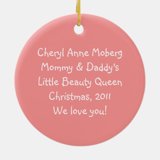 Brunette Hair Little Beauty Queen Keepomwille Keramisch Ornament (Achterkant)