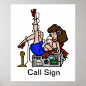 Brunette Ham Radio Pin-up Girl Poster past het aan (Voorkant)