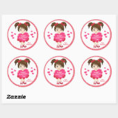 Brunette Happy Valentine's Day Ronde Sticker (Vel)