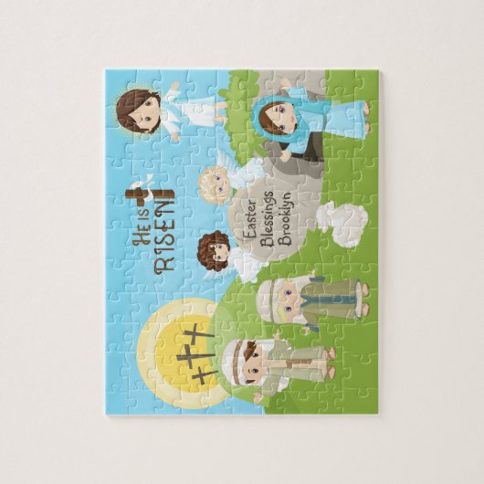 Brunette He is Risen Easter Legpuzzel (Verticaal)