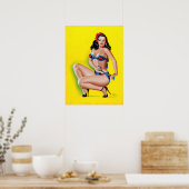 Brunette in Bikini Pin Up Poster (Keuken)