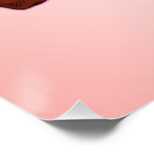 Brunette in Lingerie met illustratie Rozen Perfect Poster (Hoek)