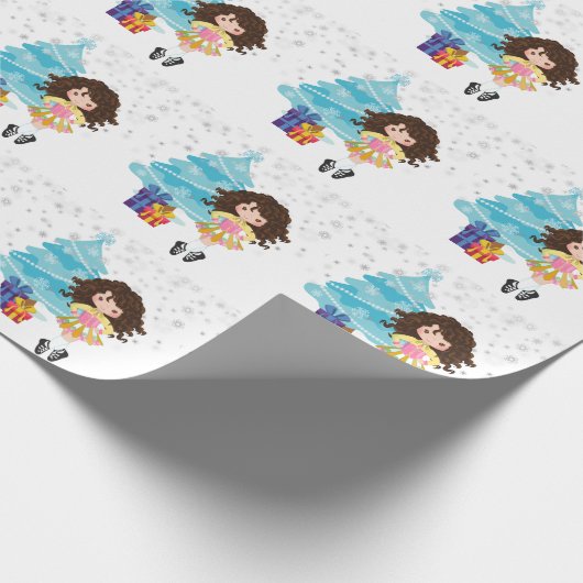 Brunette Irish Dancer Winter Kerstfeestdag Cadeaupapier (Hoek)