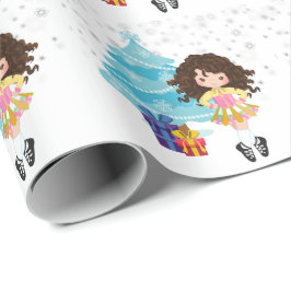 Brunette Irish Dancer Winter Kerstfeestdag Cadeaupapier