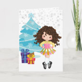 Brunette Irish Dancer Winter Kerstfeestdag Kaart (Voorkant)