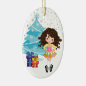 Brunette Irish Dancer Winter Kerstfeestdag Keramisch Ornament (Rechts)