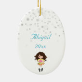 Brunette Irish Dancer Winter Kerstfeestdag Keramisch Ornament (Achterkant)