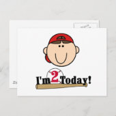 Brunette Jongen Honkbal 2e Verjaardag Briefkaart (Voorkant / Achterkant)