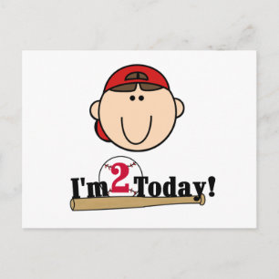 Brunette Jongen Honkbal 2e Verjaardag Briefkaart