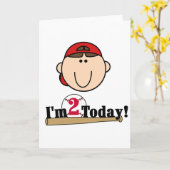 Brunette Jongen Honkbal 2e Verjaardag Kaart (Gele Bloem)