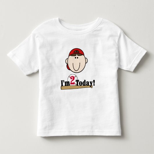 Brunette Jongen Honkbal 2e Verjaardag Kinder Shirts (Voorkant)