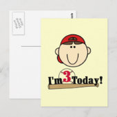 Brunette Jongen Honkbal 3e Verjaardag Tshirts Briefkaart (Voorkant / Achterkant)