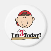 Brunette Jongen Honkbal 3e Verjaardag Tshirts Magneet (Voorkant)