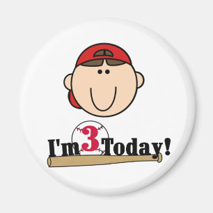 Brunette Jongen Honkbal 3e Verjaardag Tshirts Magneet