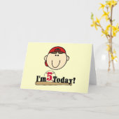 Brunette Jongen Honkbal 5e Verjaardag Kaart (Gele Bloem)