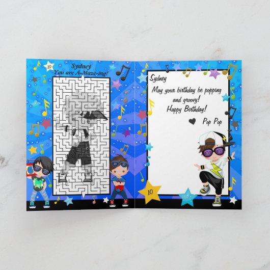 Brunette Jongens Hip Hop Gelukkige Verjaardag Kaart (Binnen)