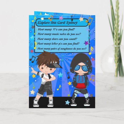 Brunette Jongens Hip Hop Gelukkige Verjaardag Kaart (Achterkant)