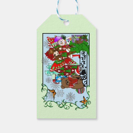 Brunette Kerst Present Fairy Cadeaulabel (Achterkant)