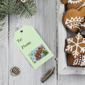 Brunette Kerst Present Fairy Cadeaulabel